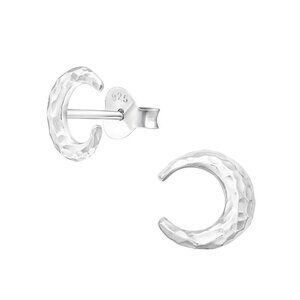 Tiny Silver Moon Ear Studs